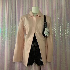 baby pink wool coquette button-up peacoat jacket